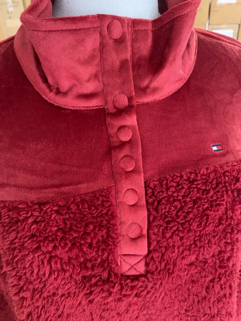 NEW Tommy Hilfiger Sherpa Velour Lounge Set Red Size M